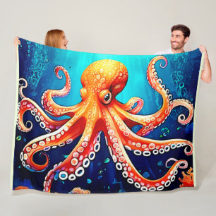 Deep Zee Octopus Glow Design Fleece Deken
