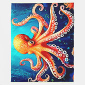 Deep Zee Octopus Glow Design Fleece Deken (Voorkant)