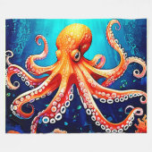Deep Zee Octopus Glow Design Fleece Deken (Voorkant (Horizontaal))