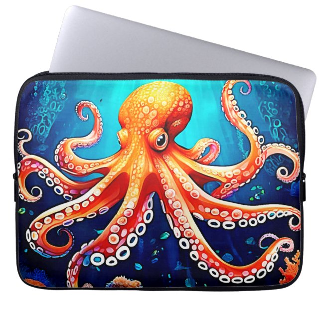 Deep Zee Octopus Glow Design Laptop Sleeve (Voorkant)