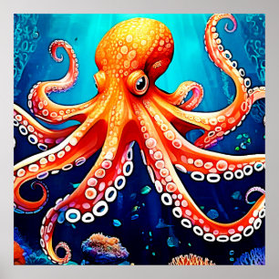 Deep Zee Octopus Glow Design Poster