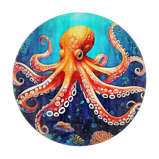 Deep Zee Octopus Glow Design Snijplank (Voorkant)