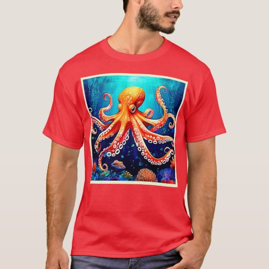 Deep Zee Octopus Glow Design T-shirt (Voorkant)