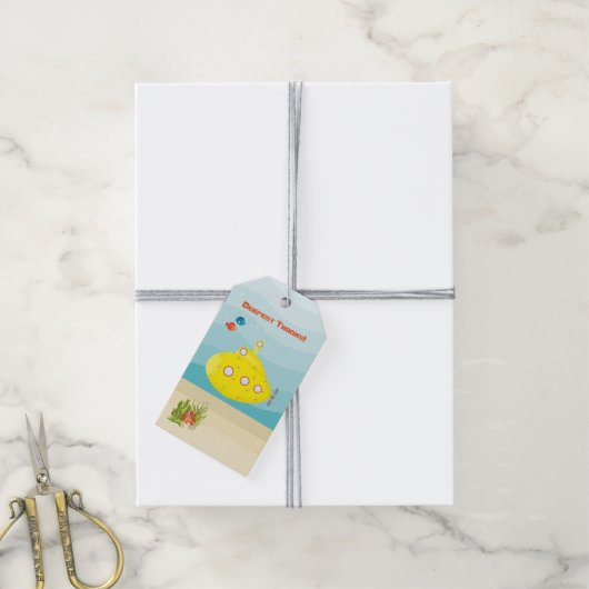 Deep Zee Yellow Submarine Cadeaulabel (Met Touw)