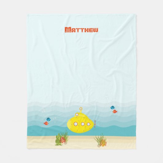 Deep Zee Yellow Submarine Fleece Deken (Voorkant)