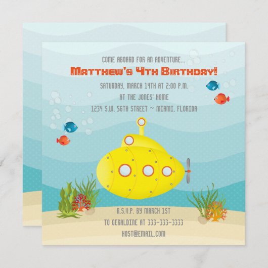 Deep Zee Yellow Submarine Kaart (Voorkant / Achterkant)