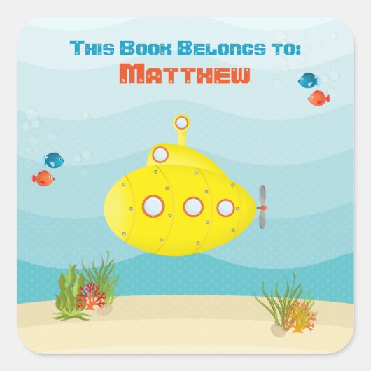 Deep Zee Yellow Submarine Vierkante Sticker (Voorkant)