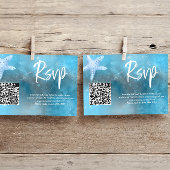 Deep Zee Zomer Bruiloft QR Code RSVP Kaart