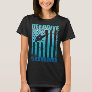DeepDive Squad Amerikaanse vlag onderwater duiken T-shirt