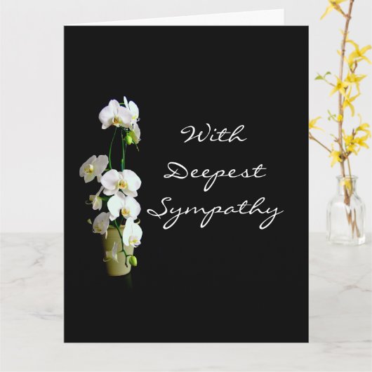 Deepest Sympathie White Orchids Kaart (Gele Bloem)