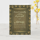 Deepest Sympathy Pet Loss Card Gold Paw Prints Kaart (Gele Bloem)