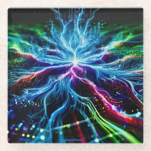 DeepRoots in cyberspace Glazen Onderzetter (Voorkant)