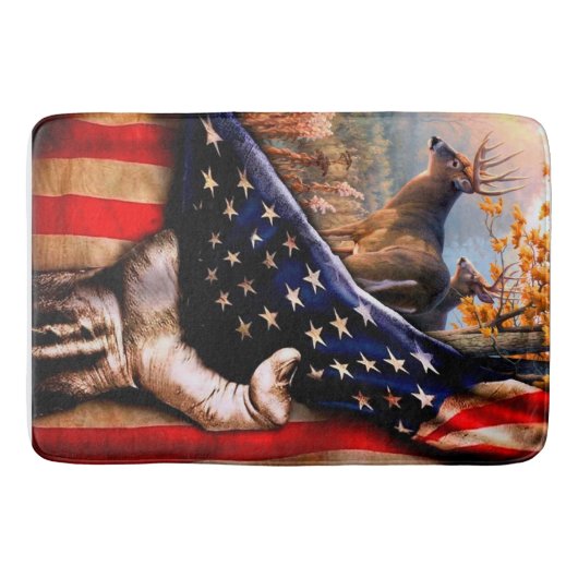 Deer American Flag Blanket, Badmat (Voorkant)