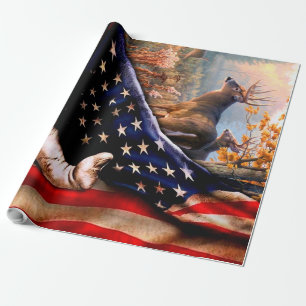 Deer American Flag Blanket, Cadeaupapier