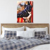 Deer American Flag Blanket, Canvas Afdruk (Insitu (Slaapkamer))