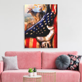 Deer American Flag Blanket, Canvas Afdruk (Insitu (Woonkamer))
