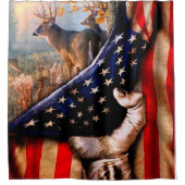 Deer American Flag Blanket, Douchegordijn (Voorkant)