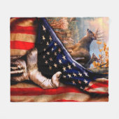 Deer American Flag Blanket, Fleece Deken (Voorkant (Horizontaal))