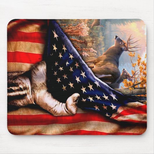 Deer American Flag Blanket, Muismat (Voorkant)