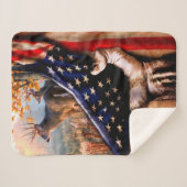 Deer American Flag Blanket, Sherpa Deken (Voorkant (horizontaal))
