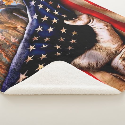 Deer American Flag Blanket, Sherpa Deken (3/4)