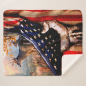 Deer American Flag Blanket, Sherpa Deken (Voorkant (horizontaal))