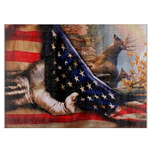 Deer American Flag Blanket, Snijplank (Voorkant)