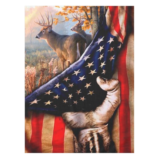 Deer American Flag Blanket, Tafelkleed (Voorkant)