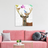 Deer and Birds Nests Pastel Shades Canvas Afdruk (Insitu (Woonkamer))