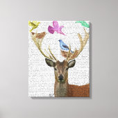 Deer and Birds Nests Pastel Shades Canvas Afdruk (Voorkant)