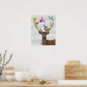 Deer and Birds Nests Pastel Shades Poster (Keuken)