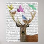 Deer and Birds Nests Pastel Shades Poster (Voorkant)