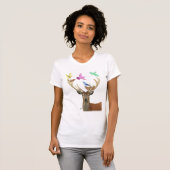 Deer and Birds Nests Pastel Shades T-shirt (Voorkant volledig)