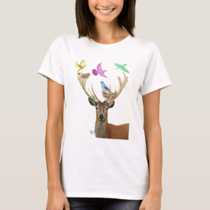 Deer and Birds Nests Pastel Shades T-shirt