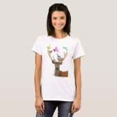 Deer and Birds Nests Pastel Shades T-shirt (Voorkant volledig)