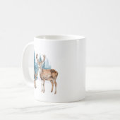 Deer and doe with snowy pine tree koffiemok (Voorkant links)