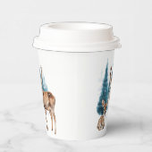 Deer and doe with snowy pine tree papieren bekers (Rechts)
