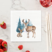 Deer and doe with snowy pine tree servet (Insitu)