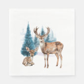 Deer and doe with snowy pine tree servet (Voorkant)