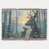 Deer and fawn at sunset deken (Voorkant)