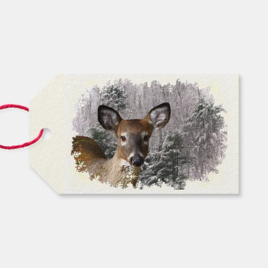 Deer and Frosty Hills Pack of Gift Labels Cadeaulabel (Achterkant Horizontaal)