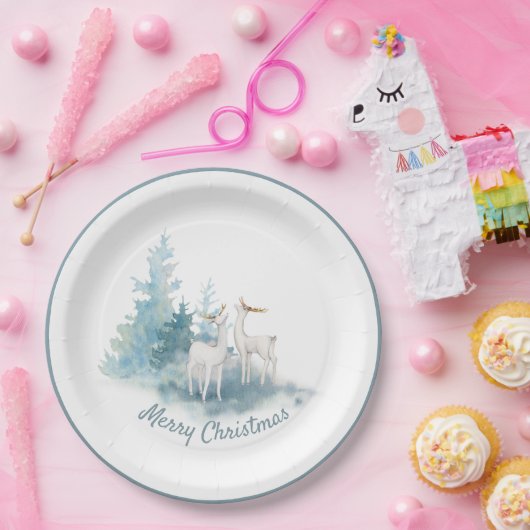 Deer and Pine Trees Holiday Paper Bord (Feest)