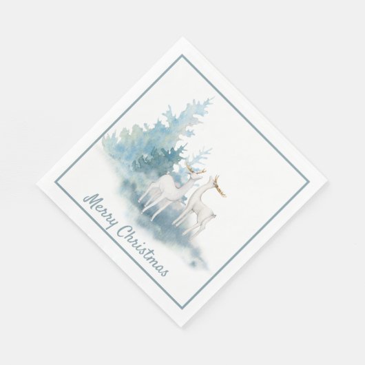 Deer and Pine Trees Holiday Servet (Hoek)