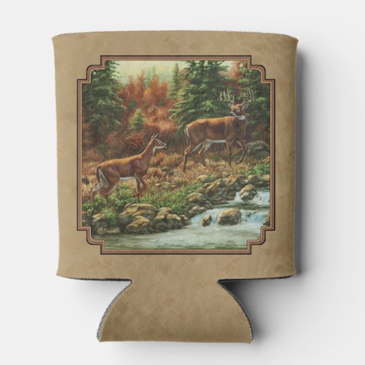 Deer and Stream Waterfall Tan Blikjeskoeler (Achterkant)