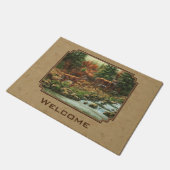 Deer and Stream Waterfall Tan Deurmat (Schuin)