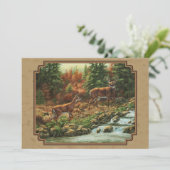 Deer and Stream Waterfall Tan Kaart (Staand voorkant)