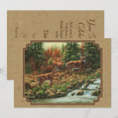 Deer and Stream Waterfall Tan Kaart (Voorkant / Achterkant)