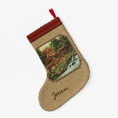 Deer and Stream Waterfall Tan Kleine Kerstsok (Achterkant (Hangend))