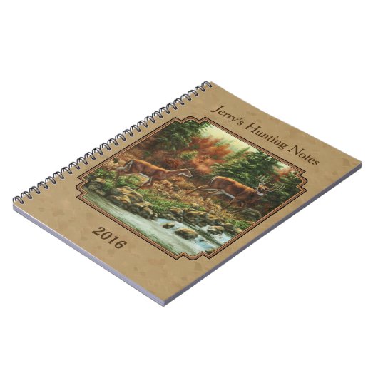 Deer and Stream Waterfall Tan Notitieboek (Linkerzijde)