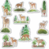 Deer and Trees Custom-Cut Vinyl Sticker (Voorkant)